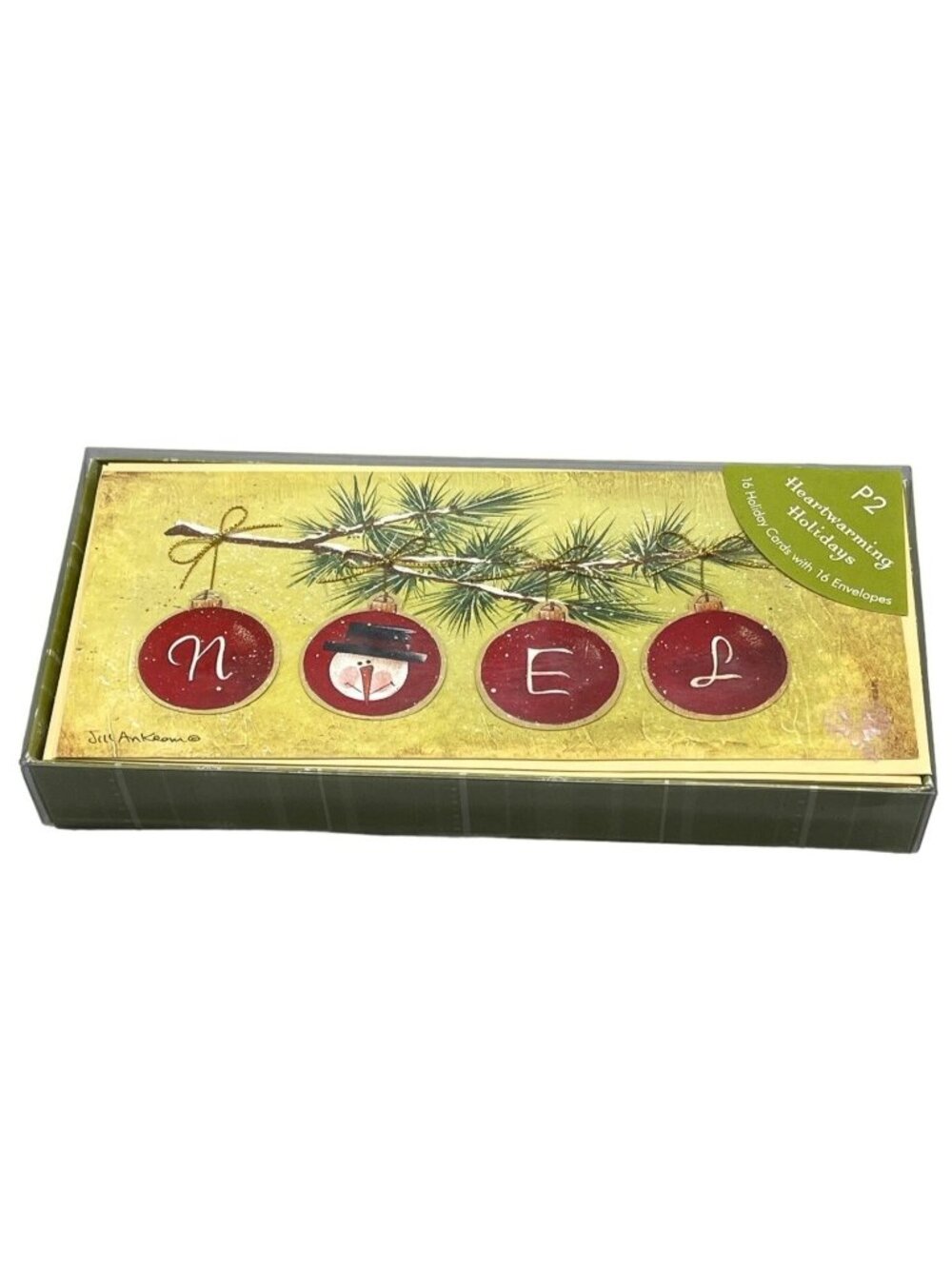 Christmas cards &amp; envelopes set of 16 ornament holiday paper red yellow READ